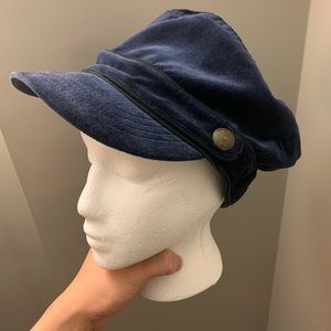 unisex Blue Velvety Baker Boy Hat